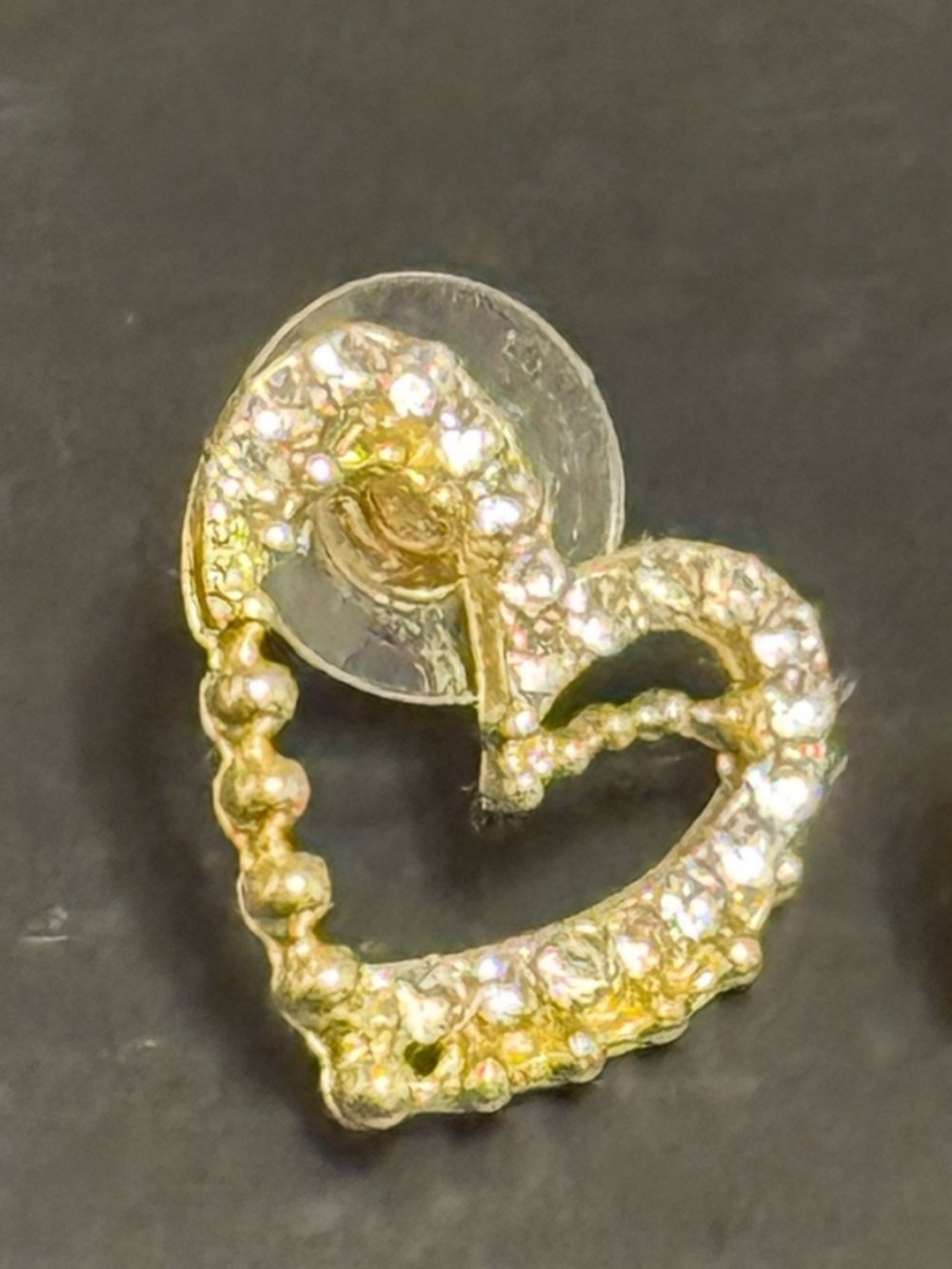 Gold Heart Stud Earrings - Picture 4 of 4